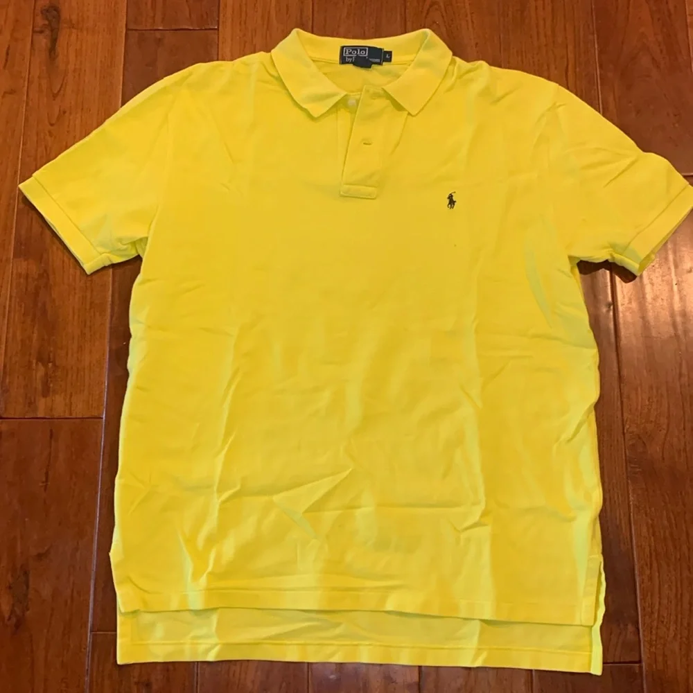 Ralph Lauren Polo Shirt Men's LARGE YELLOW Iconic Golf Short Sleeve Classic Mesh